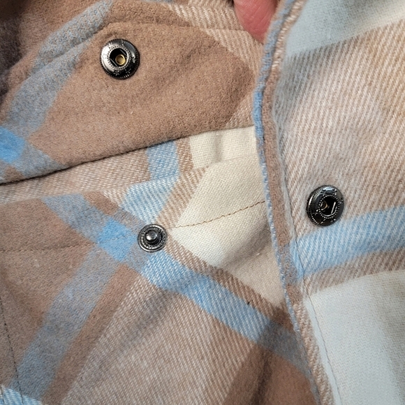 HFX NWT Brown & Blue Plaid Button-Up Long Sleeve Flannel Jacket - WOMEN'S XL - Picture 4 of 9